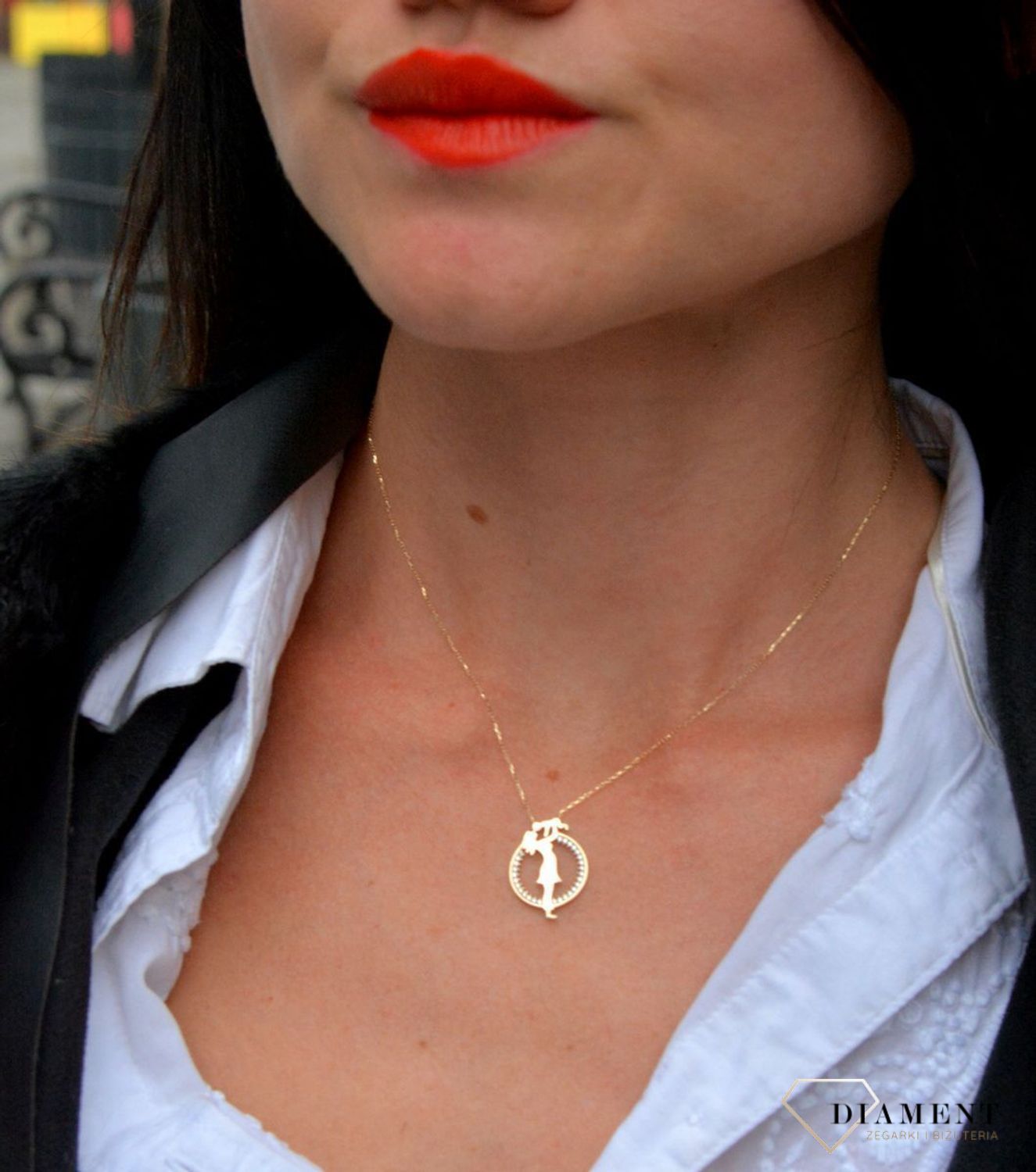 Złoty naszyjnik dla mamy z zawieszką i cyrkonią 'Mama i Dziecko' NA 2417.jpg